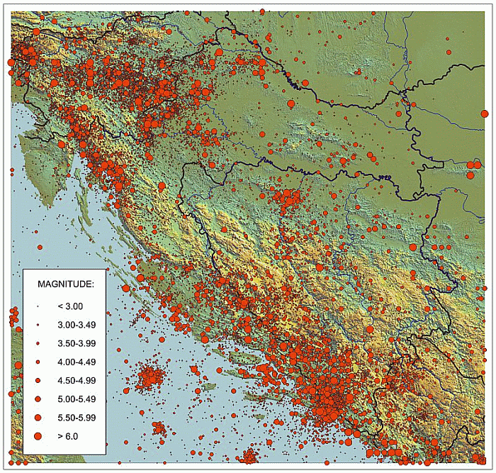 karta potresa hrvatske Karta seizmičnosti Hrvatske BC 2008 karta potresa hrvatske